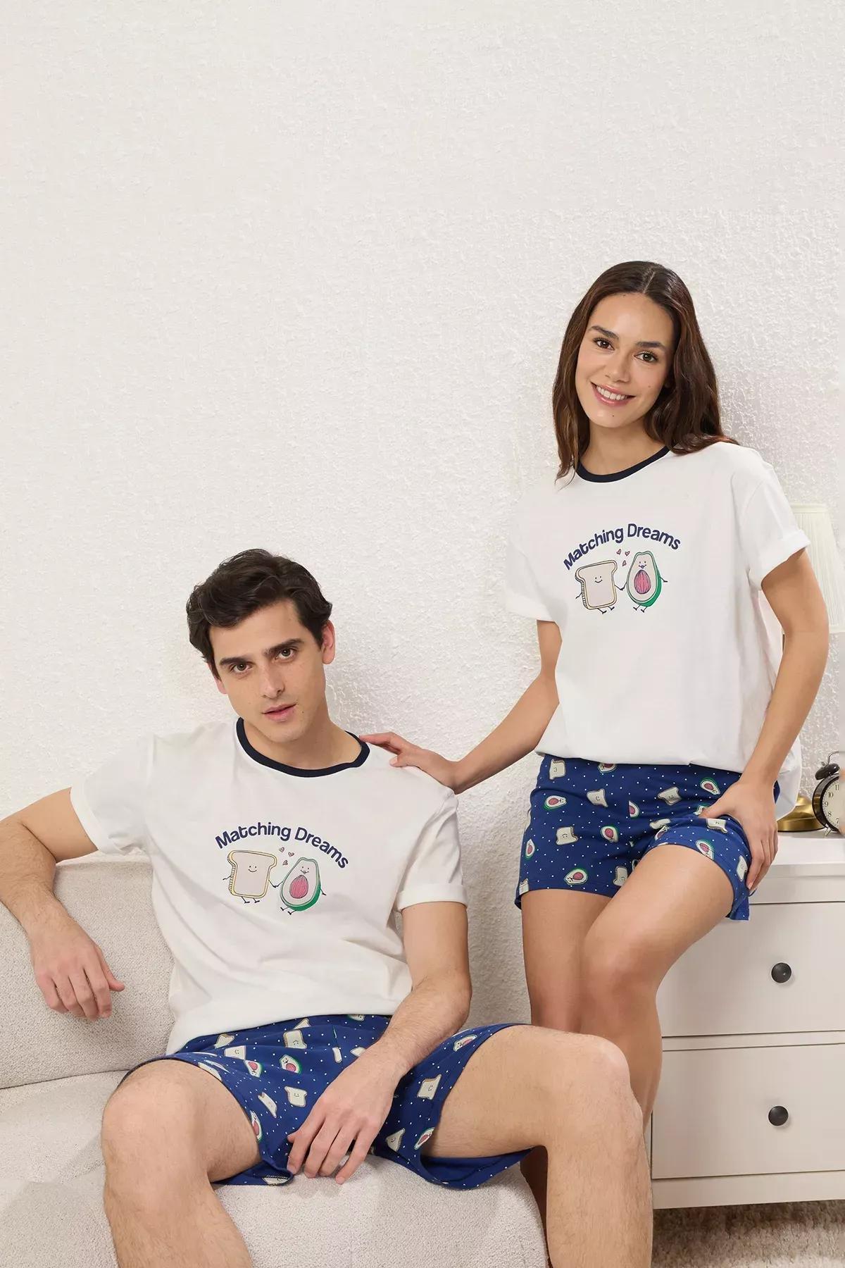 White Avocado Patterned Pajama Set, Ecru, large image number 1