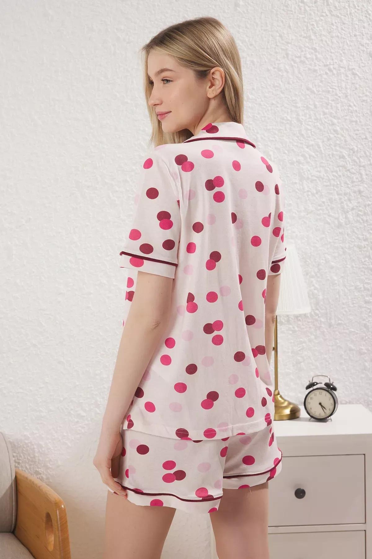 Pink Polka Dot Pajama Set with Shorts, LIGHT PINK, large image number 4