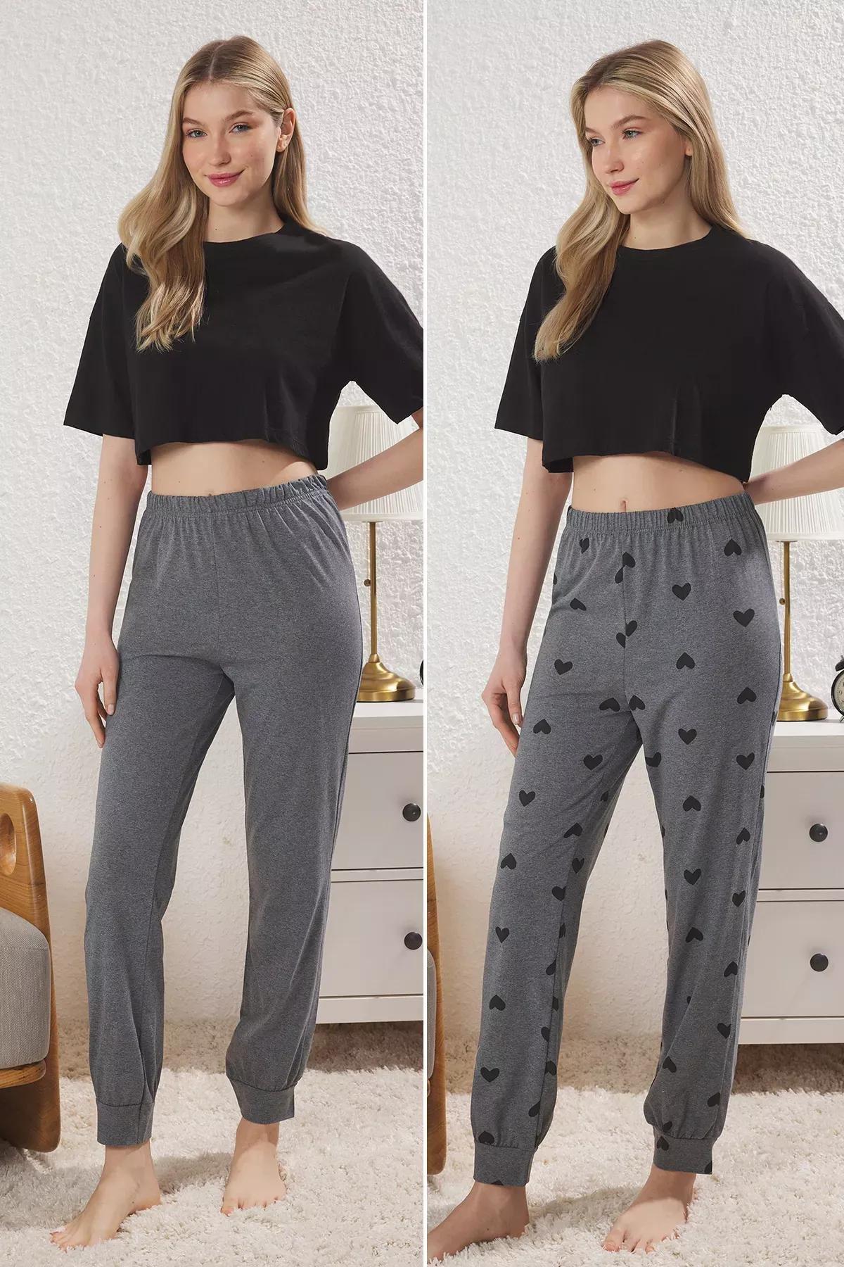 Grey-Multi 2-Pack Heart Pajama Bottoms (2 pcs), , large image number 0