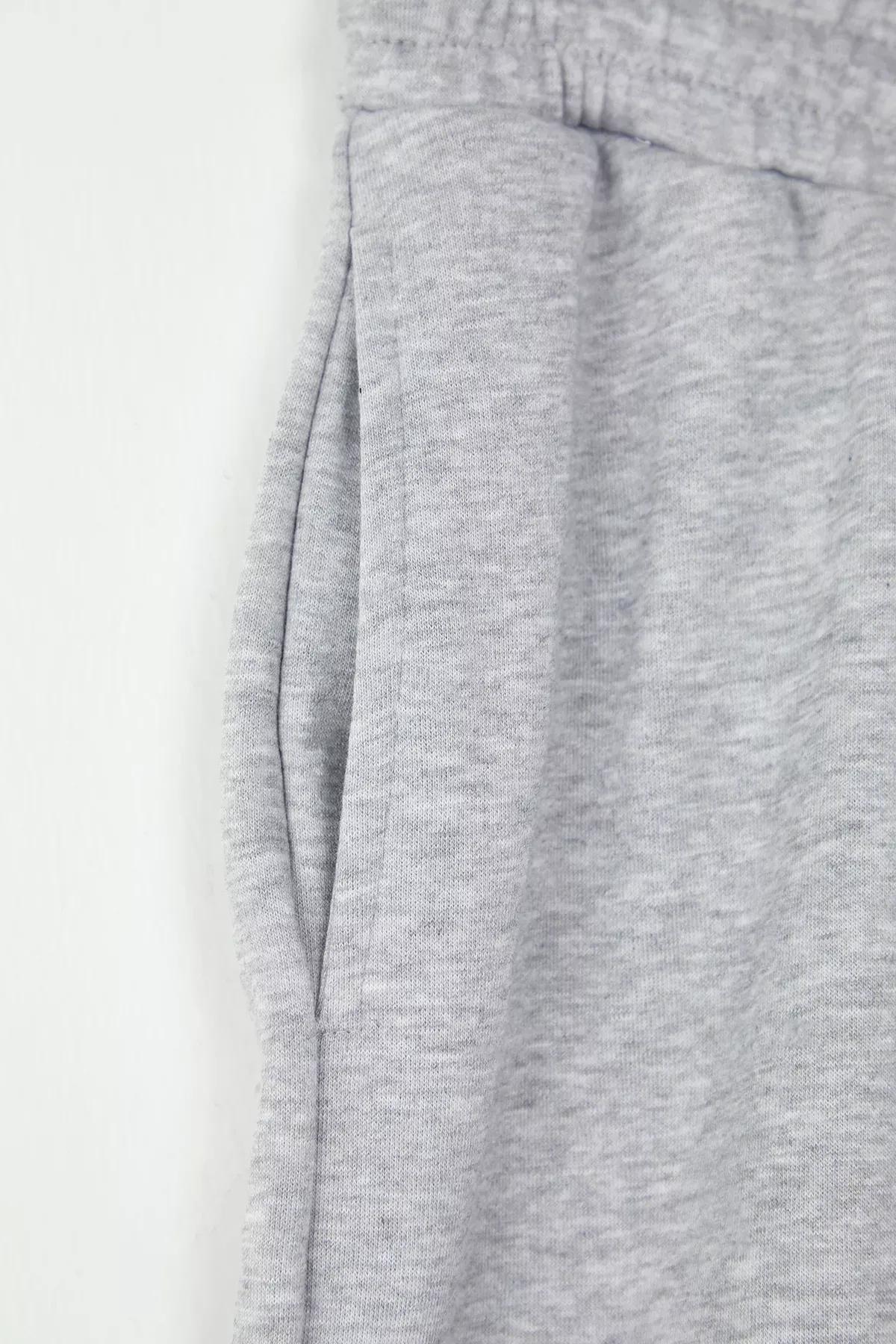 Grey Melange Embroidered Bermuda Shorts, GRAY MELANGE, large image number 3