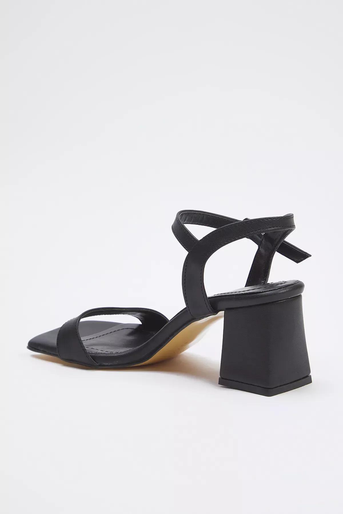 Black Ankle Strap Block Heel Sandals, , large image number 3