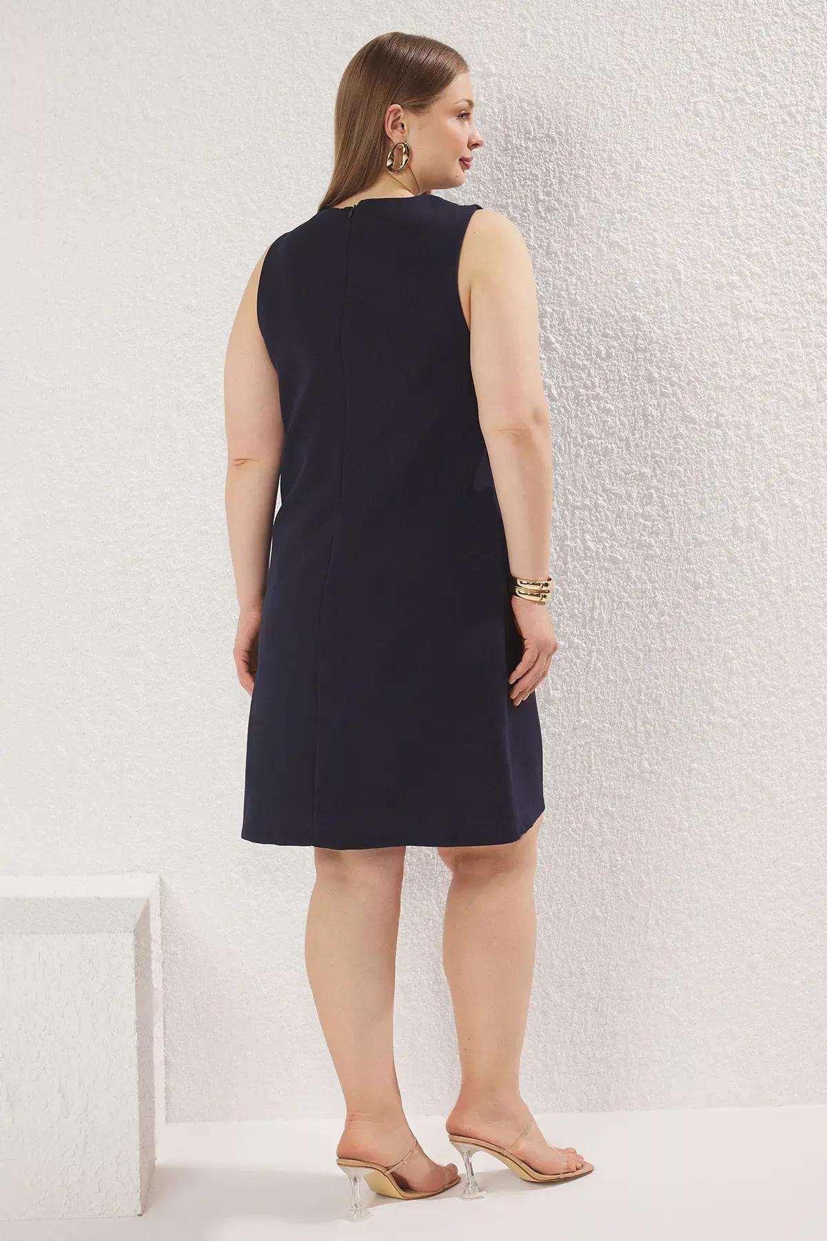 Navy Gold Buttoned Mini Dress, Navy blue, large image number 3