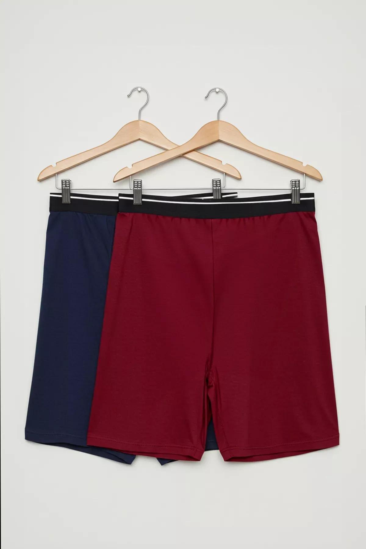 Navy Red Knitted Shorts, set of 2, C101_1553, medium