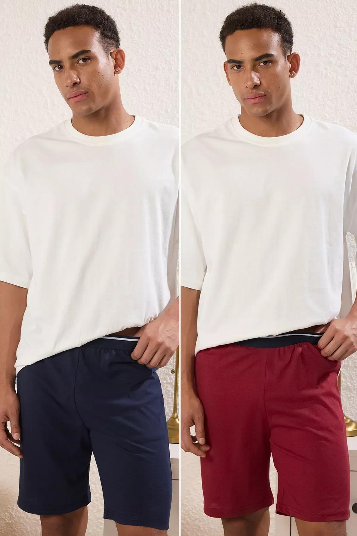 Navy Red Knitted Shorts, set of 2, C101_1553, large image number 1