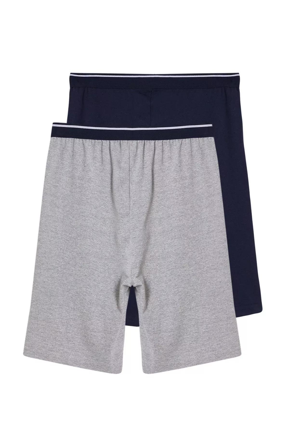 Navy-Grey 2-Pack Knitted Shorts,set of 2, Navy Blue-Grey, large image number 0