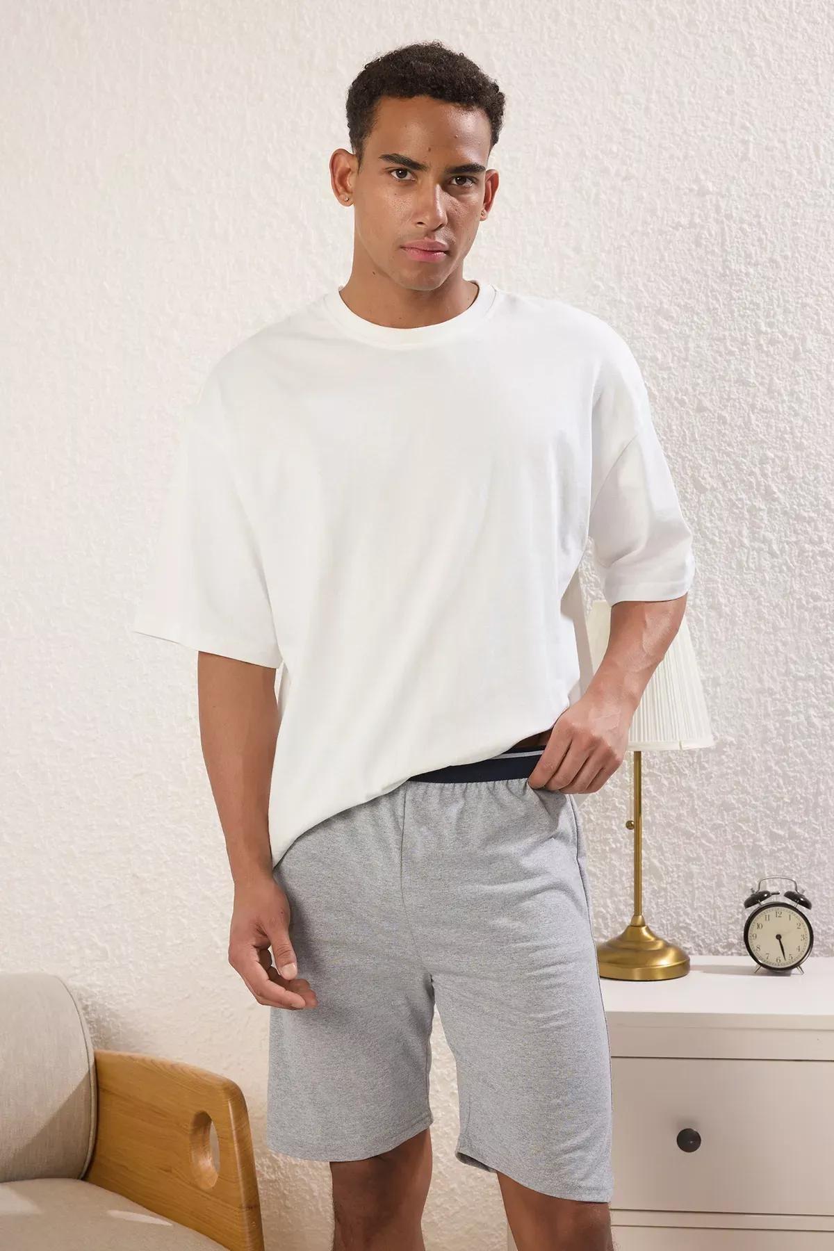 Navy-Grey 2-Pack Knitted Shorts,set of 2, Navy Blue-Grey, large image number 3