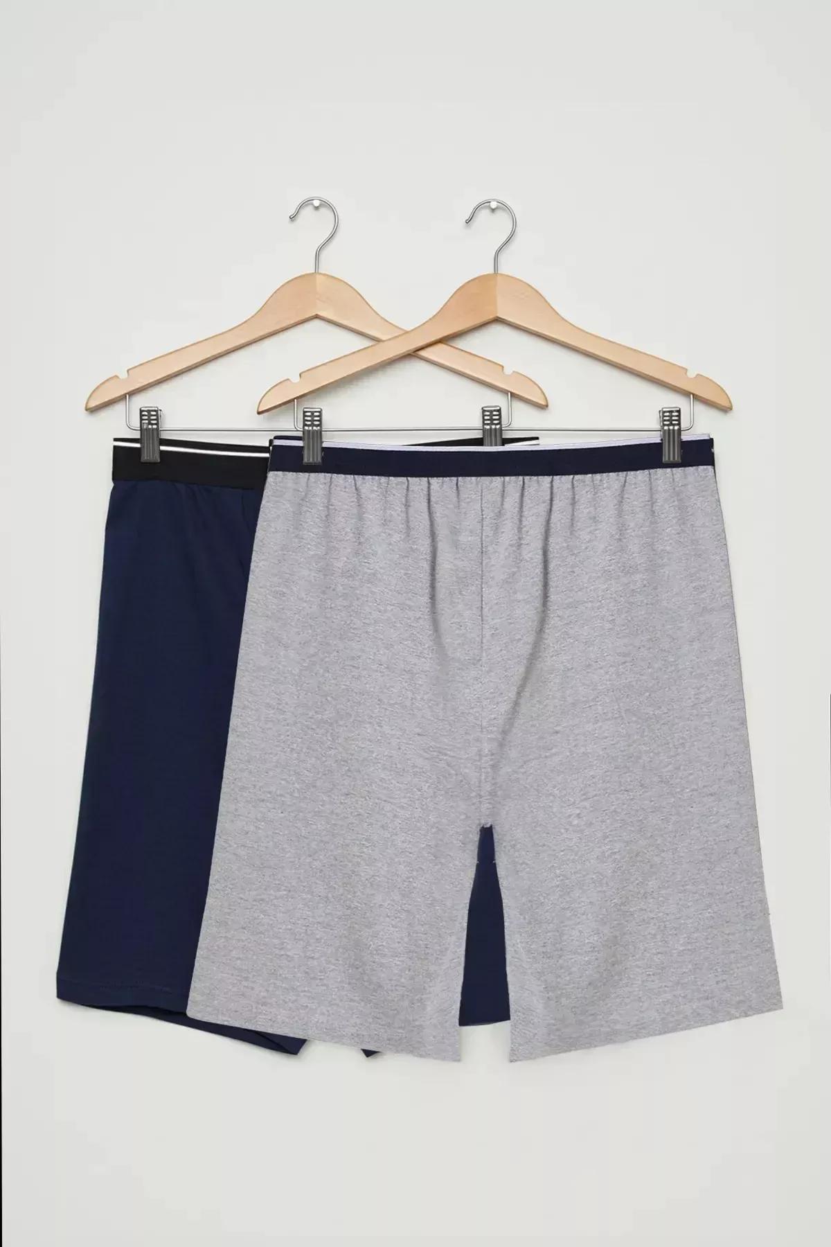 Navy-Grey 2-Pack Knitted Shorts,set of 2, Navy Blue-Grey, large image number 9