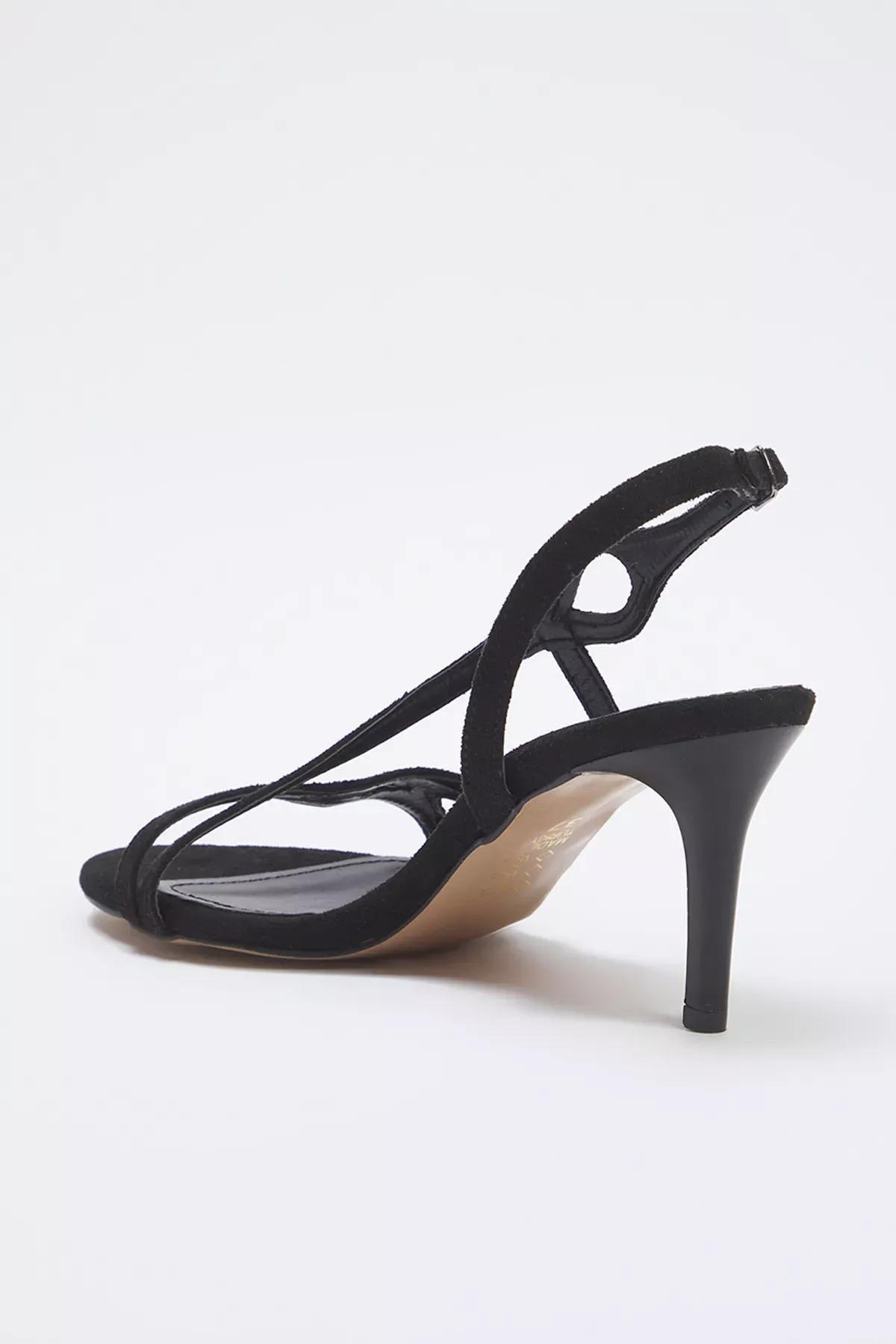 Black Laser Cut Suede Heeled Sandals, , large image number 3