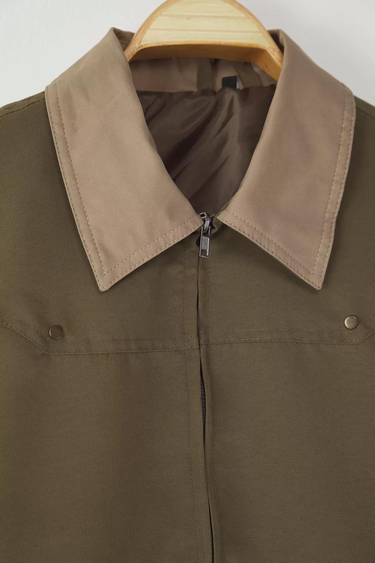 Green Regular Fit Collar Seasonal Jacket, , large image number 4
