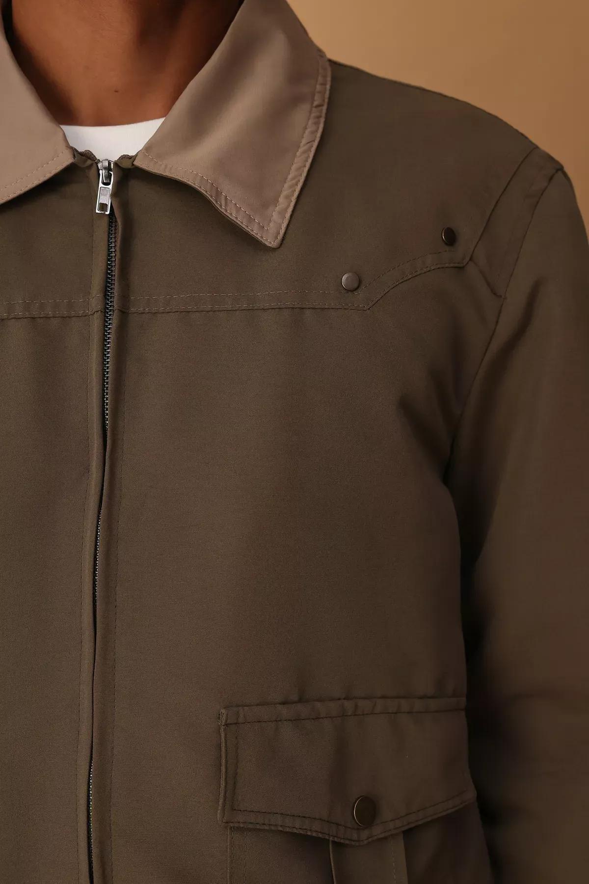 Green Regular Fit Collar Seasonal Jacket, , large image number 8