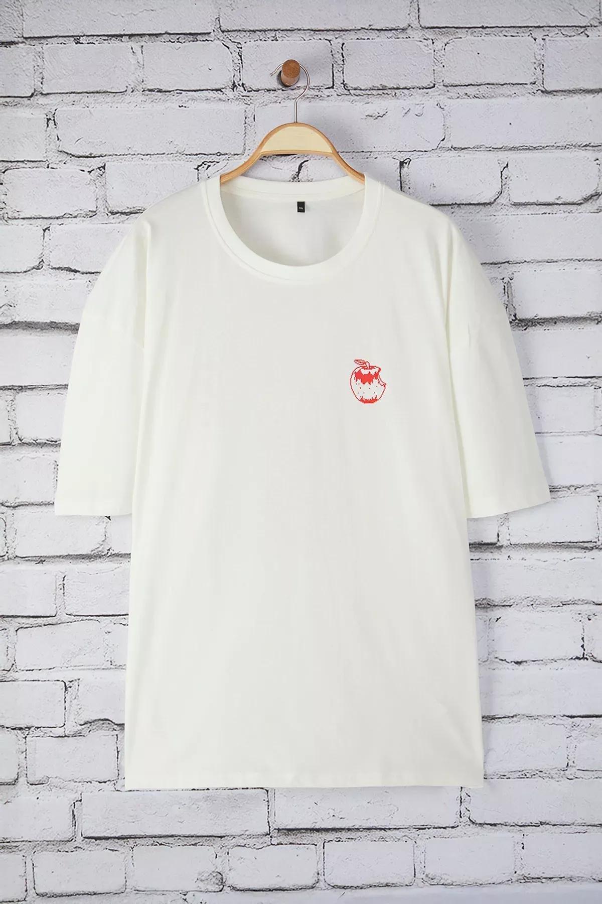 Beige Plus-Size Oversized Printed T-Shirt, Ecru, large image number 2