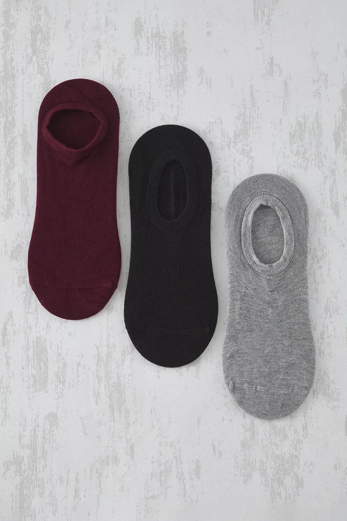 Red-Grey-Black Booties Knitted Socks, set of 3, Very colorful, large image number 0