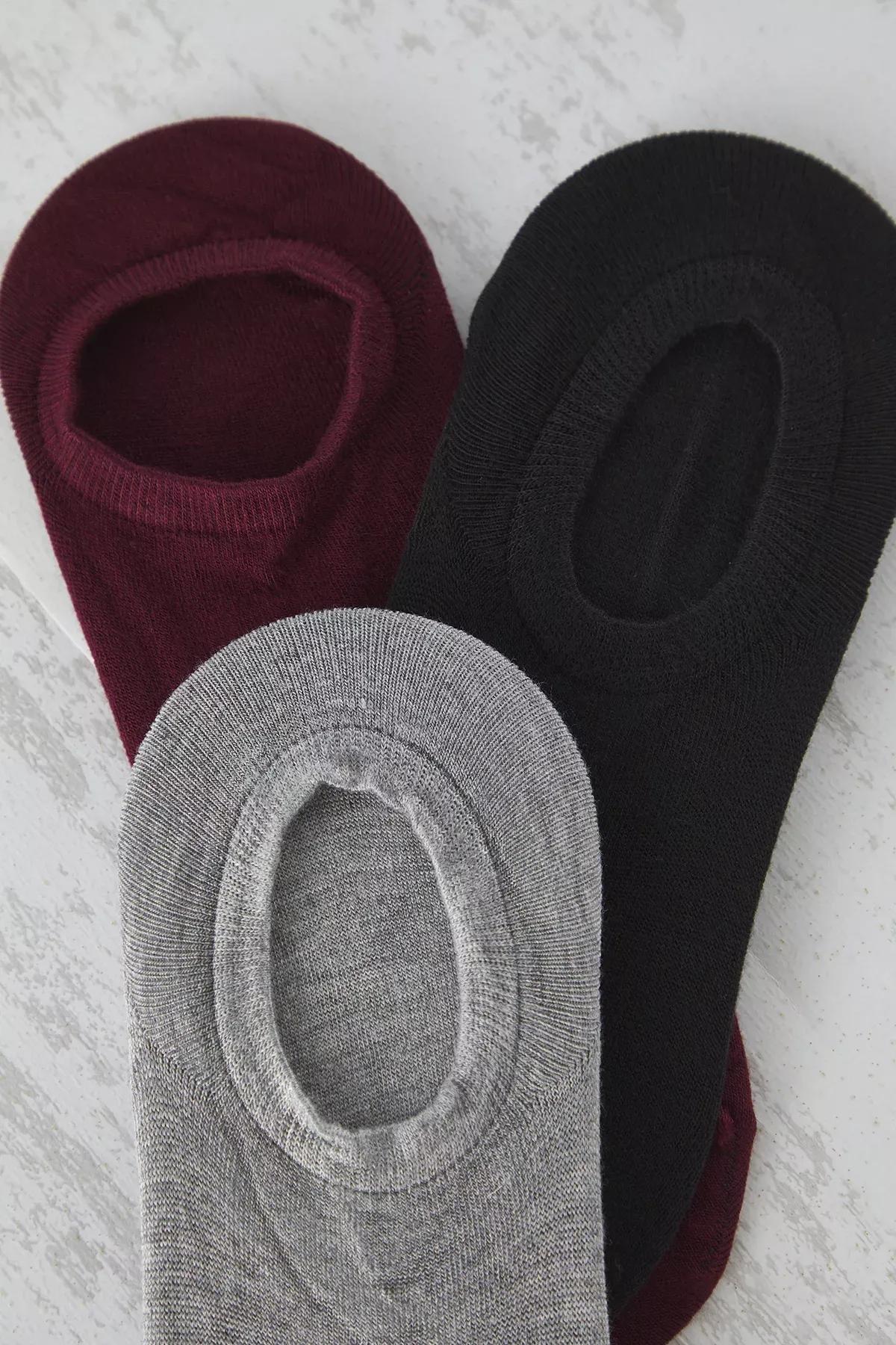 Red-Grey-Black Booties Knitted Socks, set of 3, Very colorful, large image number 2