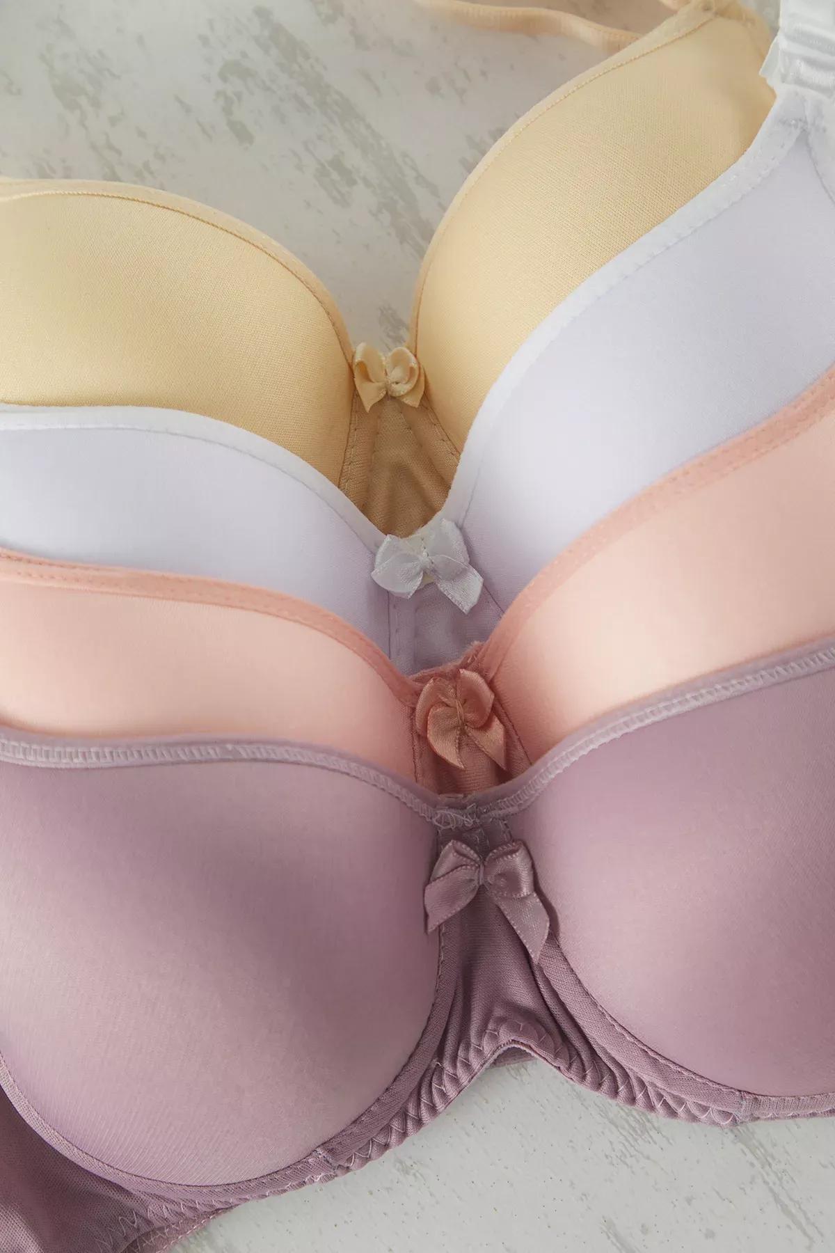 White-Multicoloured T-Shirt Bra, Set of 4, White-Multicolor, large image number 2