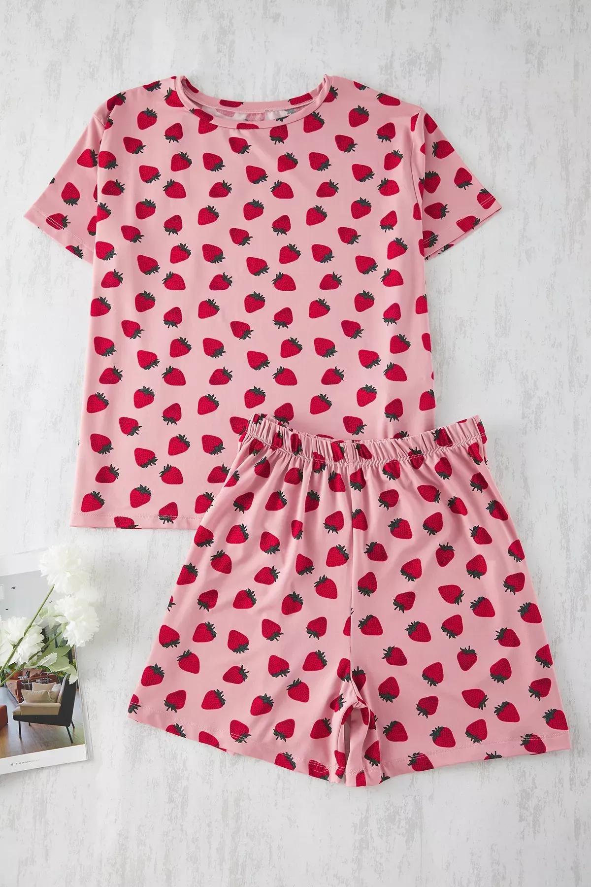Pink Patterned Knitted Pyjamas Set, Pink, large image number 5