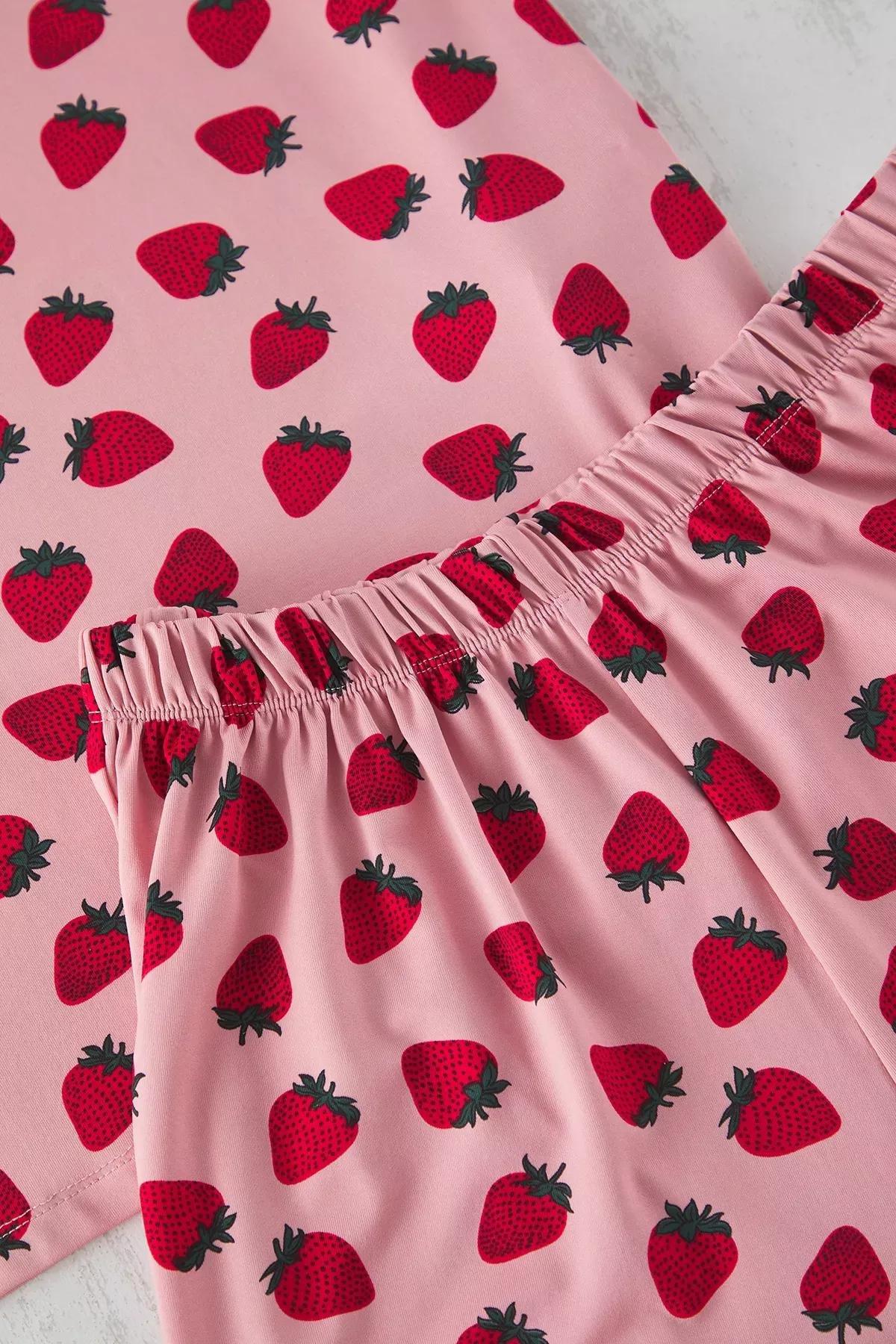 Pink Patterned Knitted Pyjamas Set, Pink, large image number 6