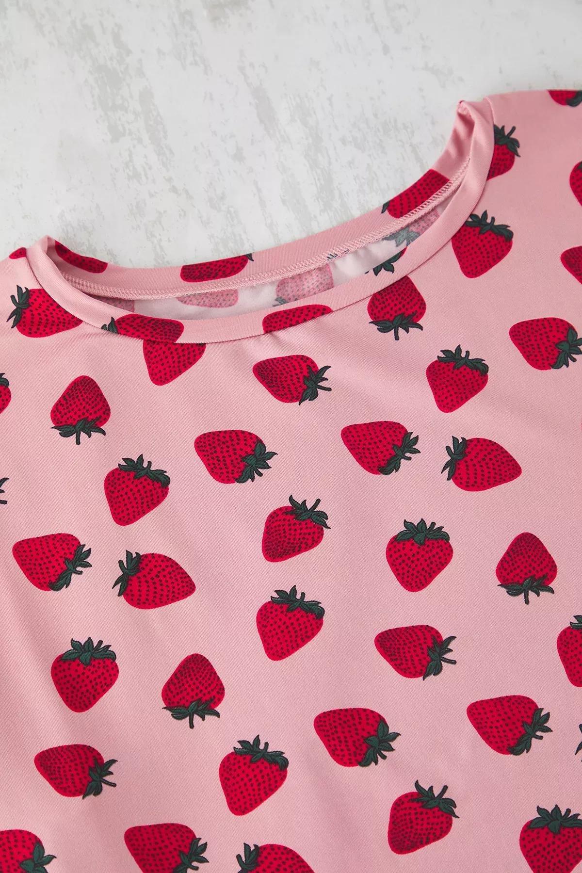 Pink Patterned Knitted Pyjamas Set, Pink, large image number 7