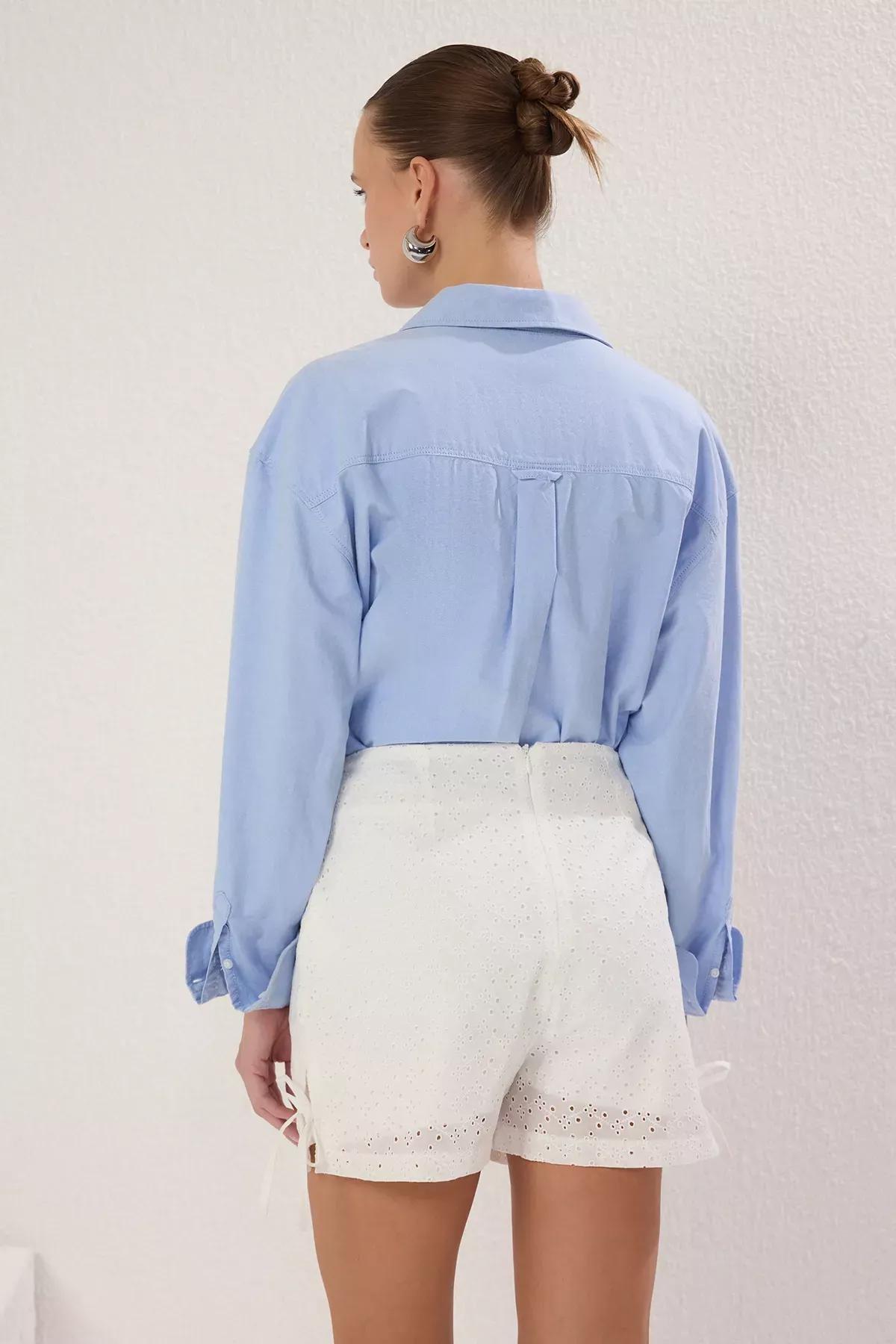 White Relaxed Fit Shorts, , large image number 3