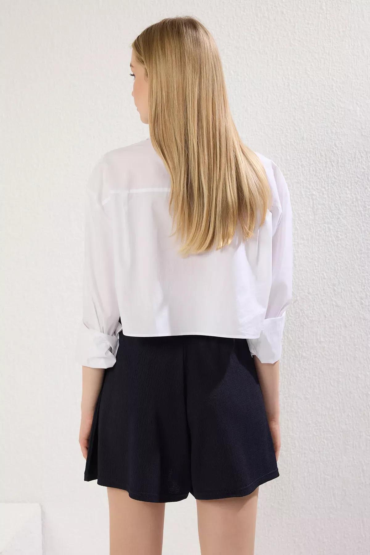 Navy Relaxed Pattern Knit Shorts, C101_7466, large image number 2