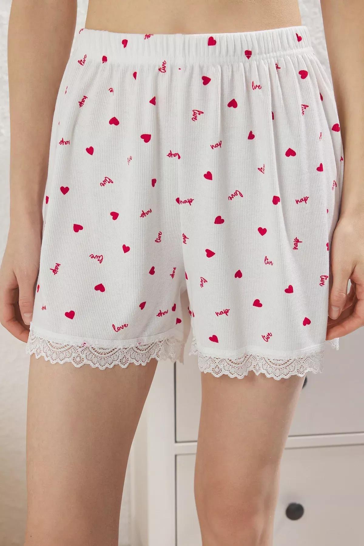 Beige Heart Pajama Set, , large image number 3