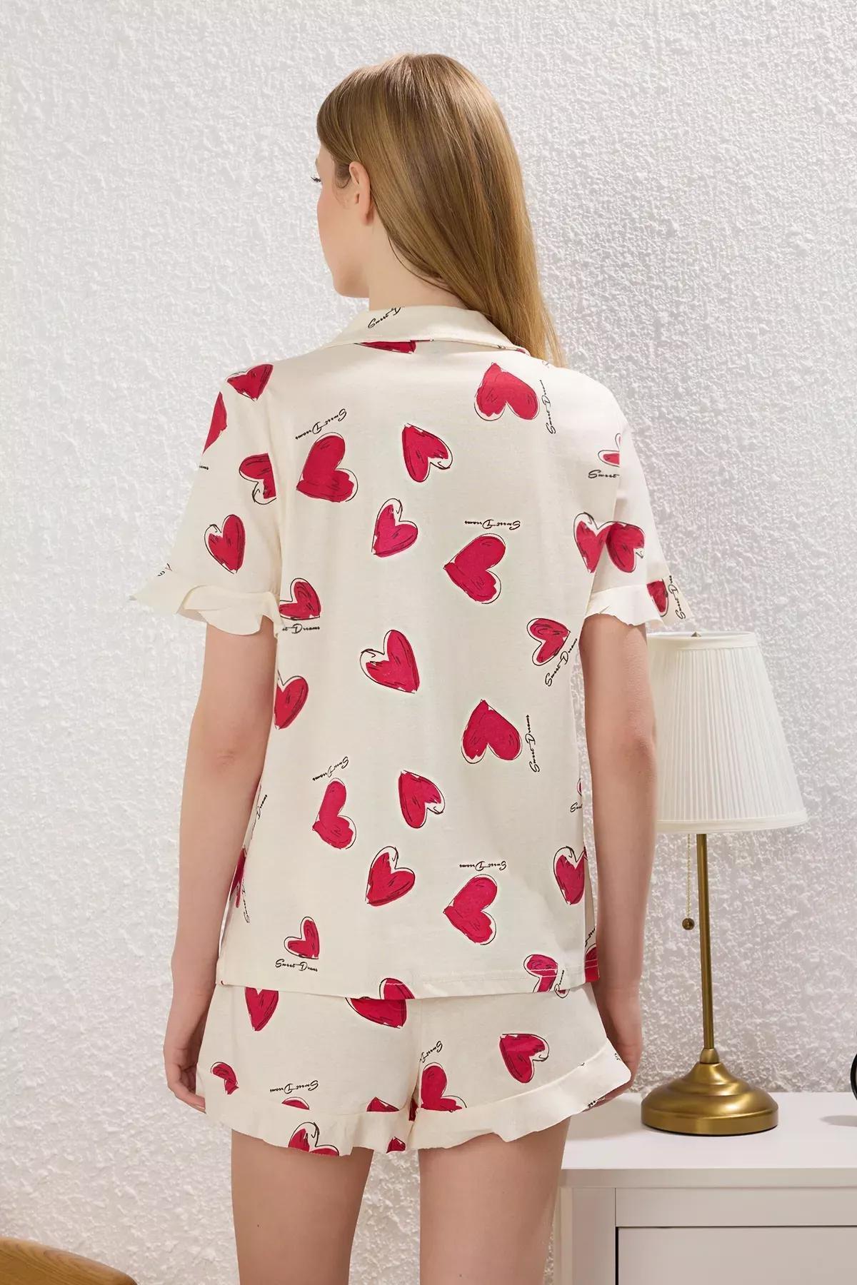 Beige Heart Flounce Pajama Set, , large image number 3