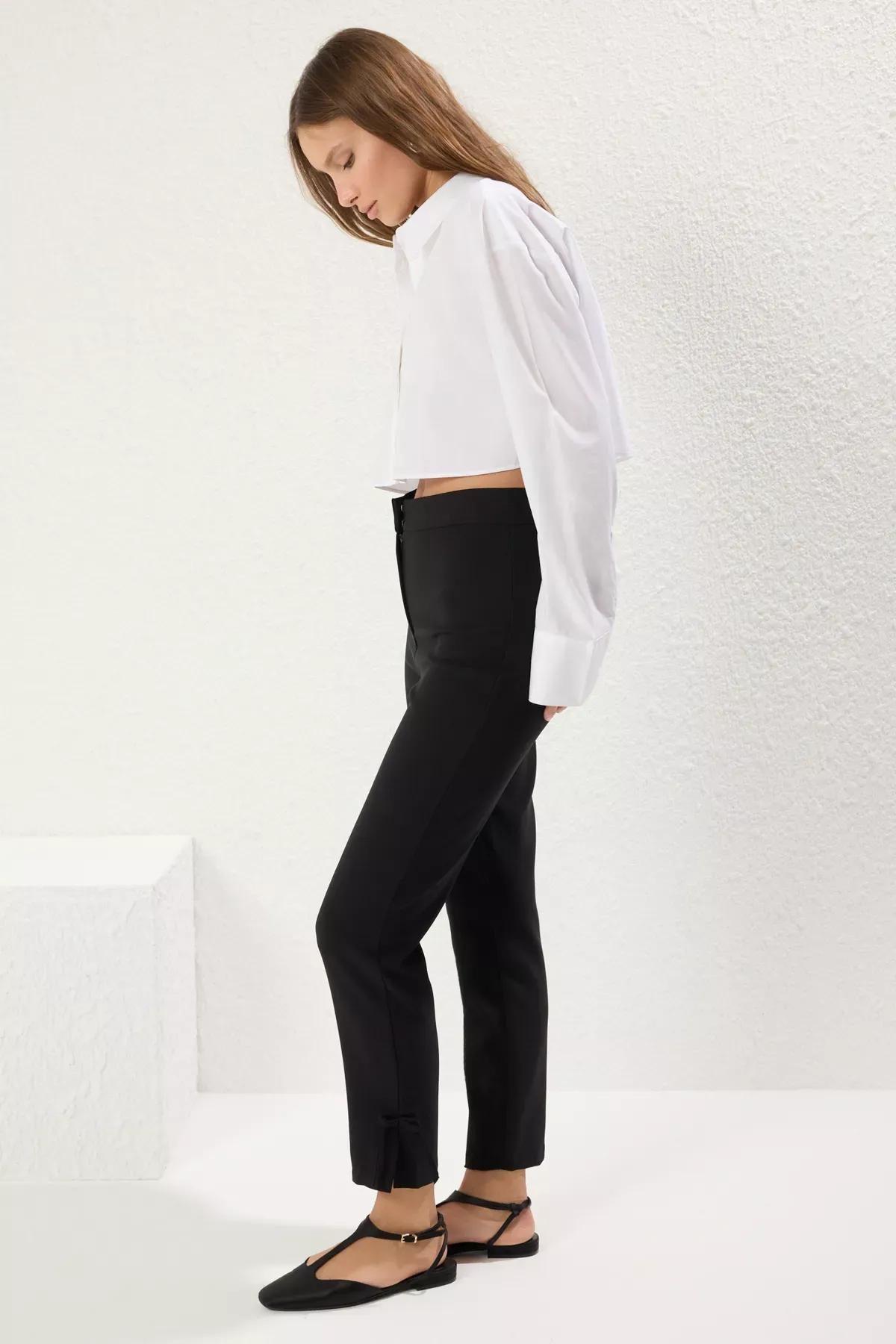 Black Bow Cigarette Trousers, , large image number 1