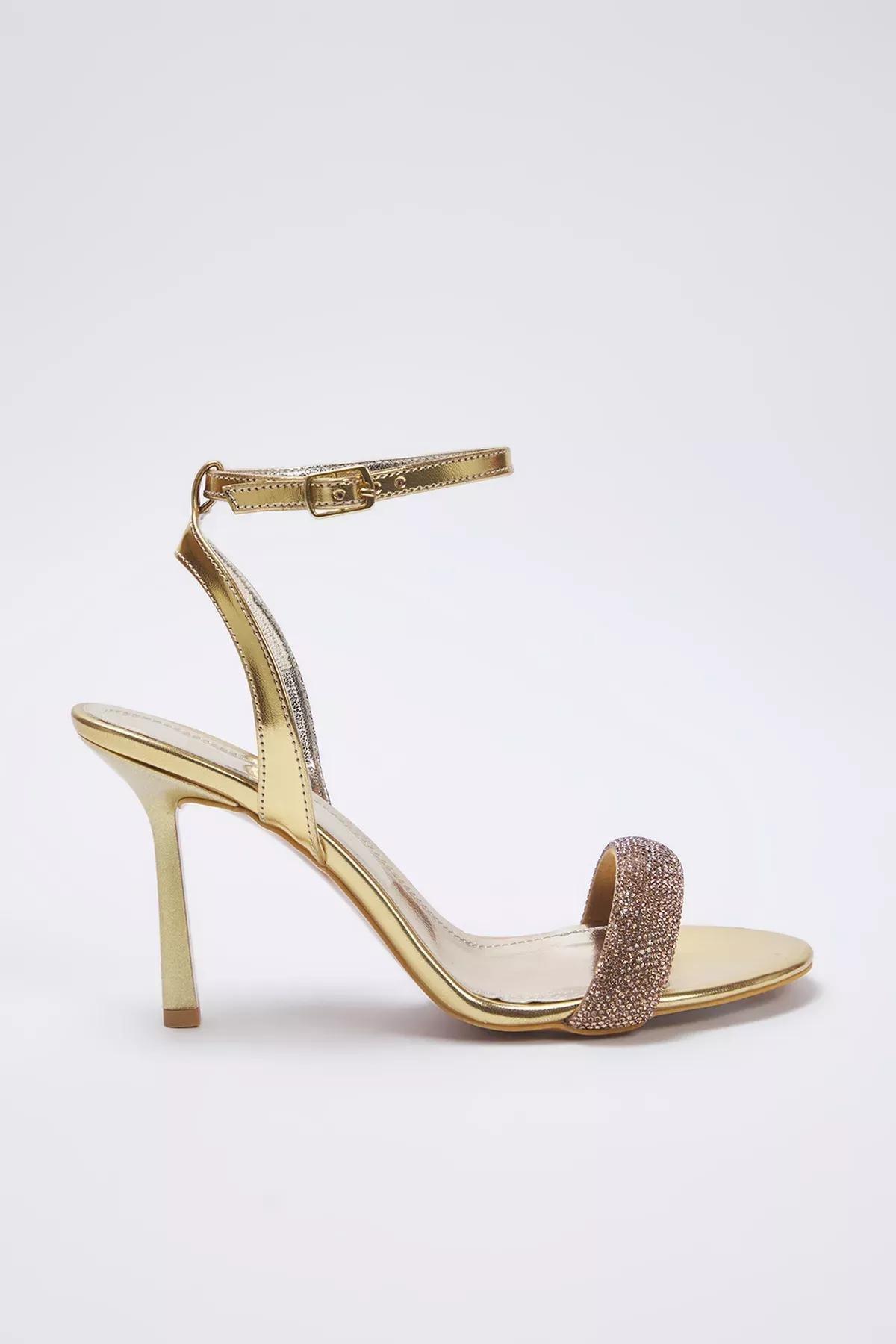 Gold Cream Almond Toe Sandals, , large image number 3