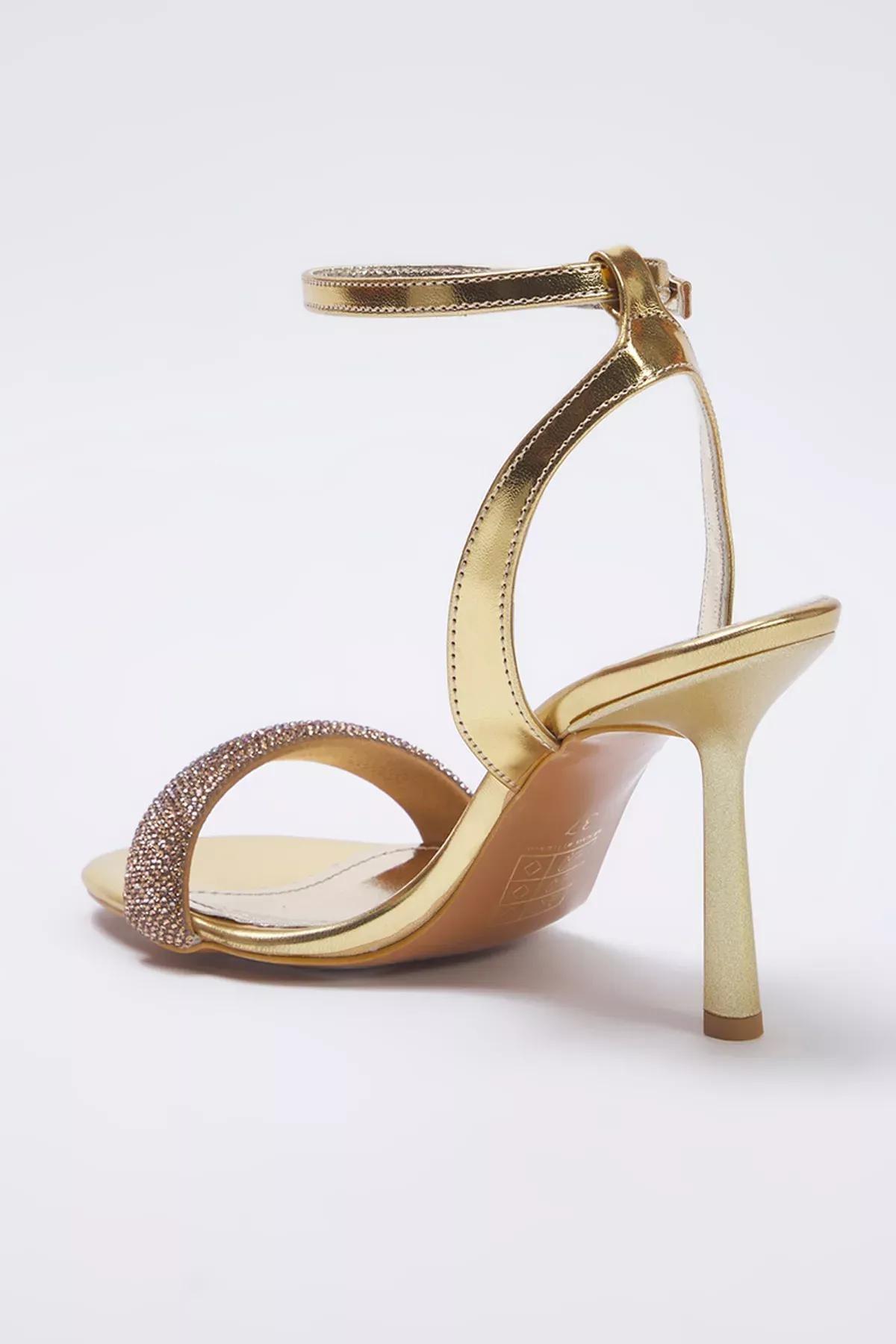 Gold Cream Almond Toe Sandals, , large image number 4