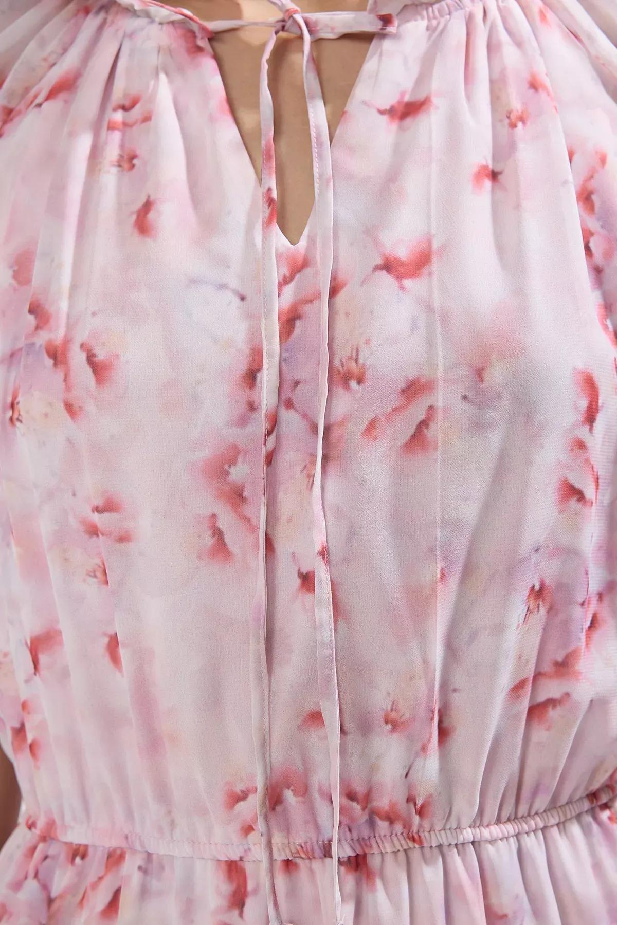 فستان رومانسي طويل بنقشة زهور, Pink, large image number 2