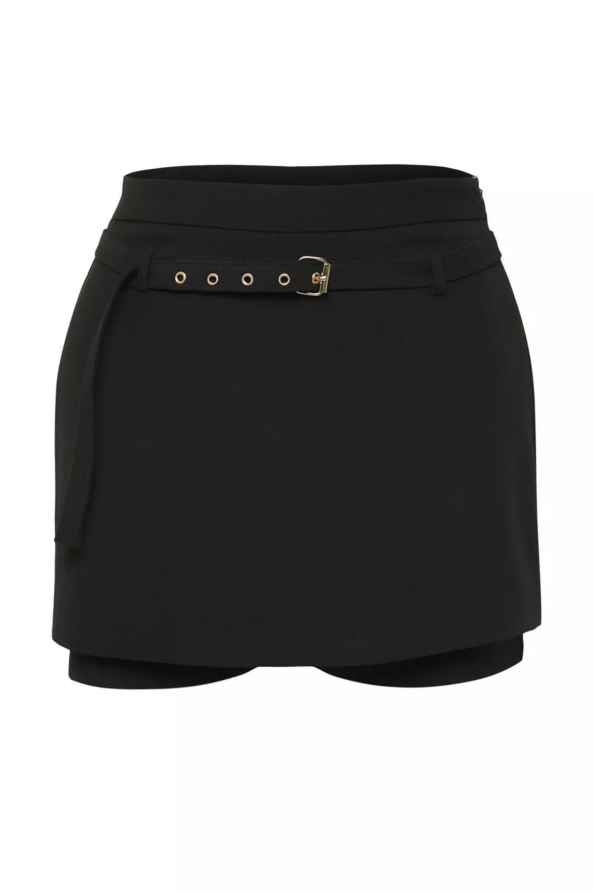 Black Belted Mini Shorts, , large image number 0