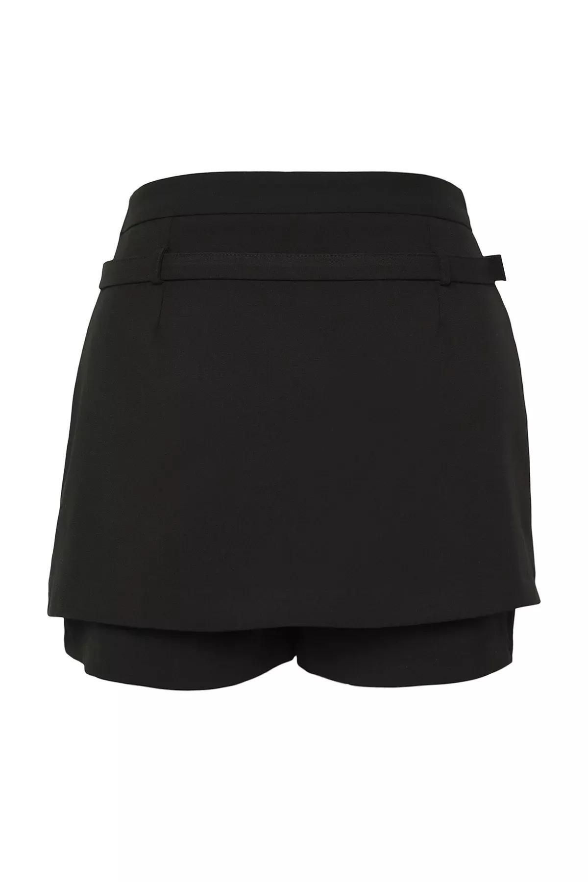 Black Belted Mini Shorts, , large image number 1