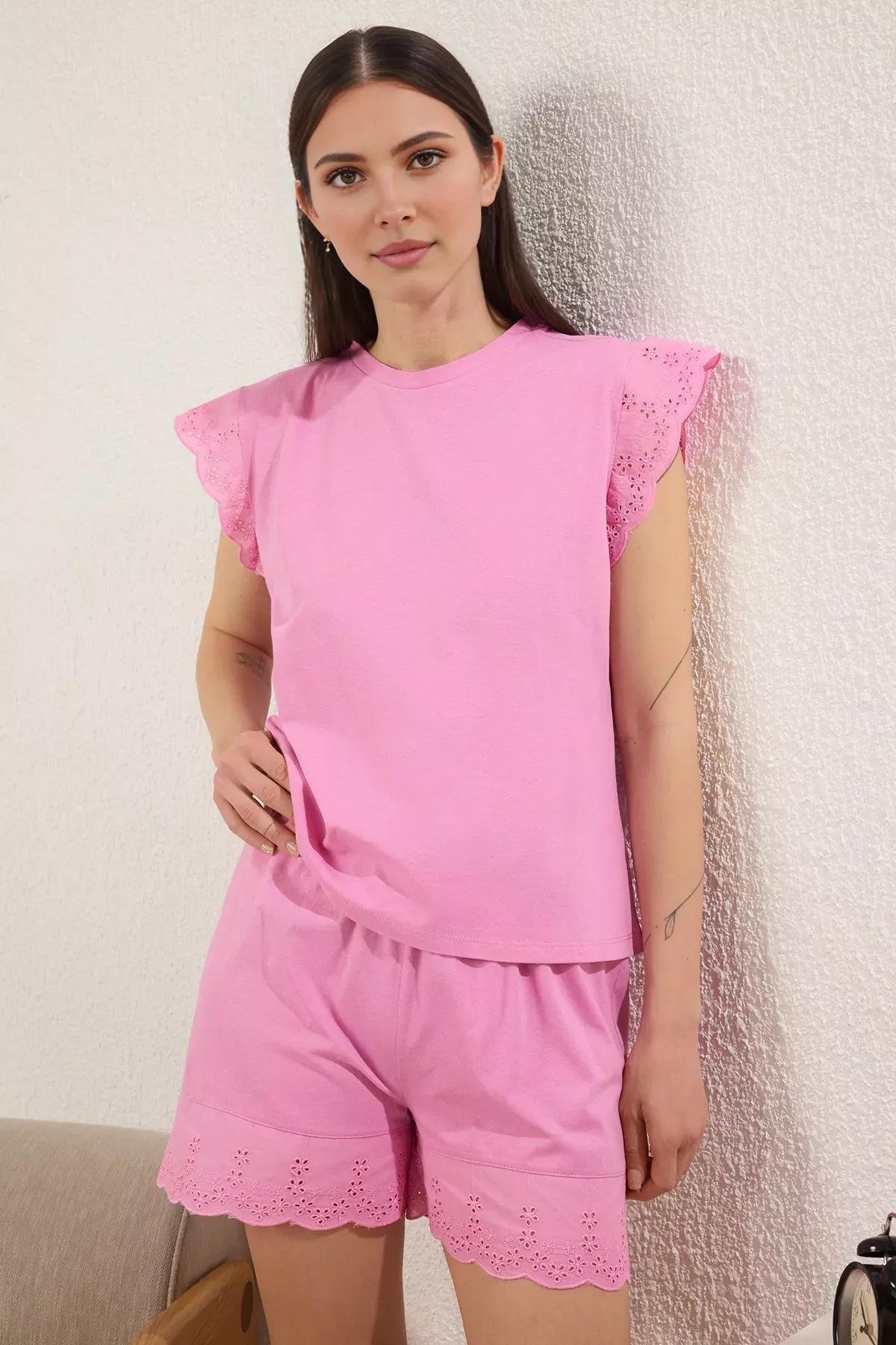 Pink Embroidered Pajama, Pink, large image number 0
