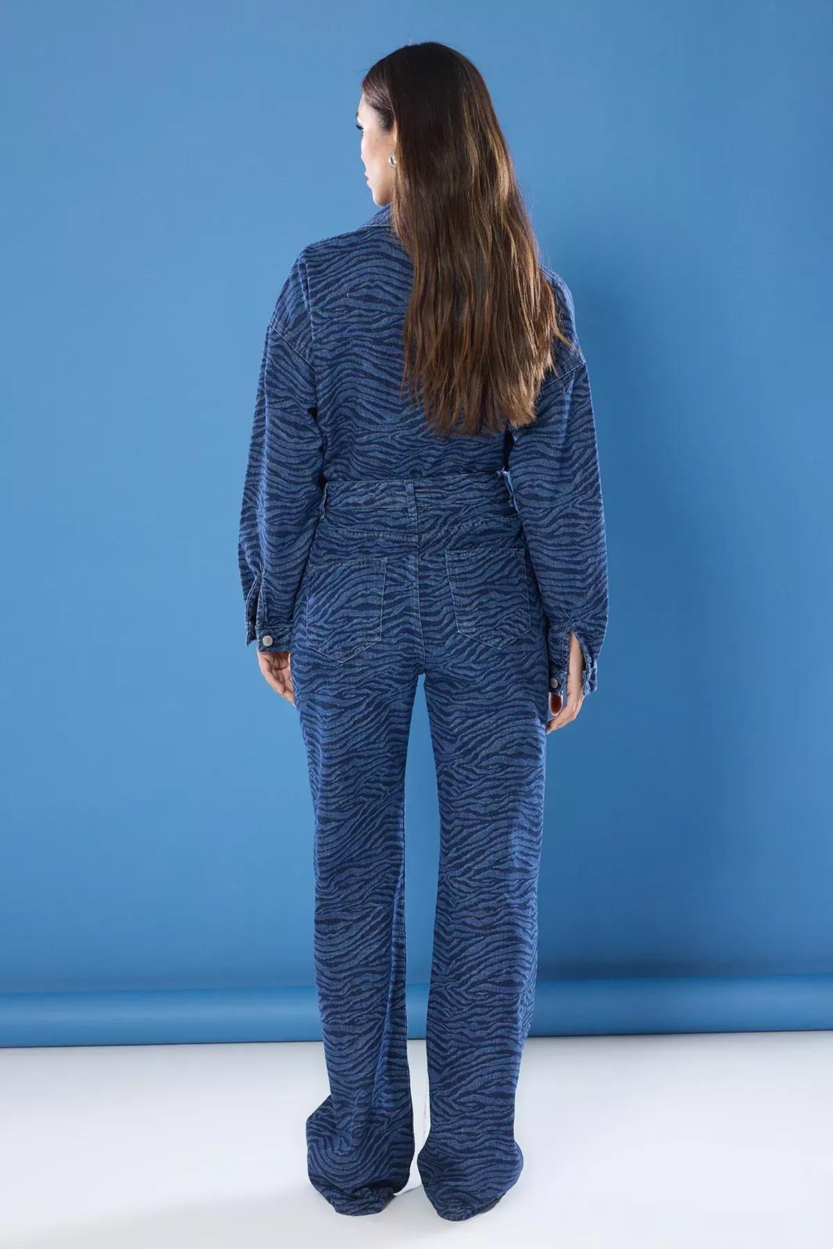 Blue Zebra Wide Leg Jeans, DARK BLUE, large image number 3