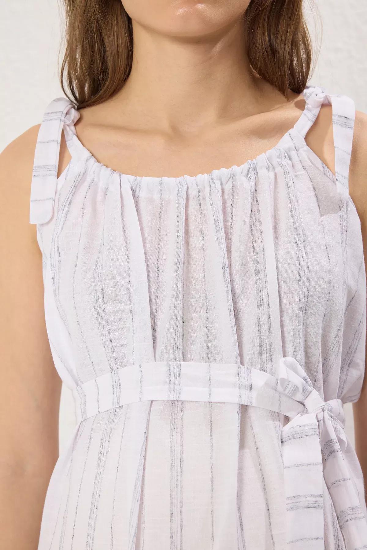 Striped Milkmaid Casual Midi Dress, Very colorful, large image number 2