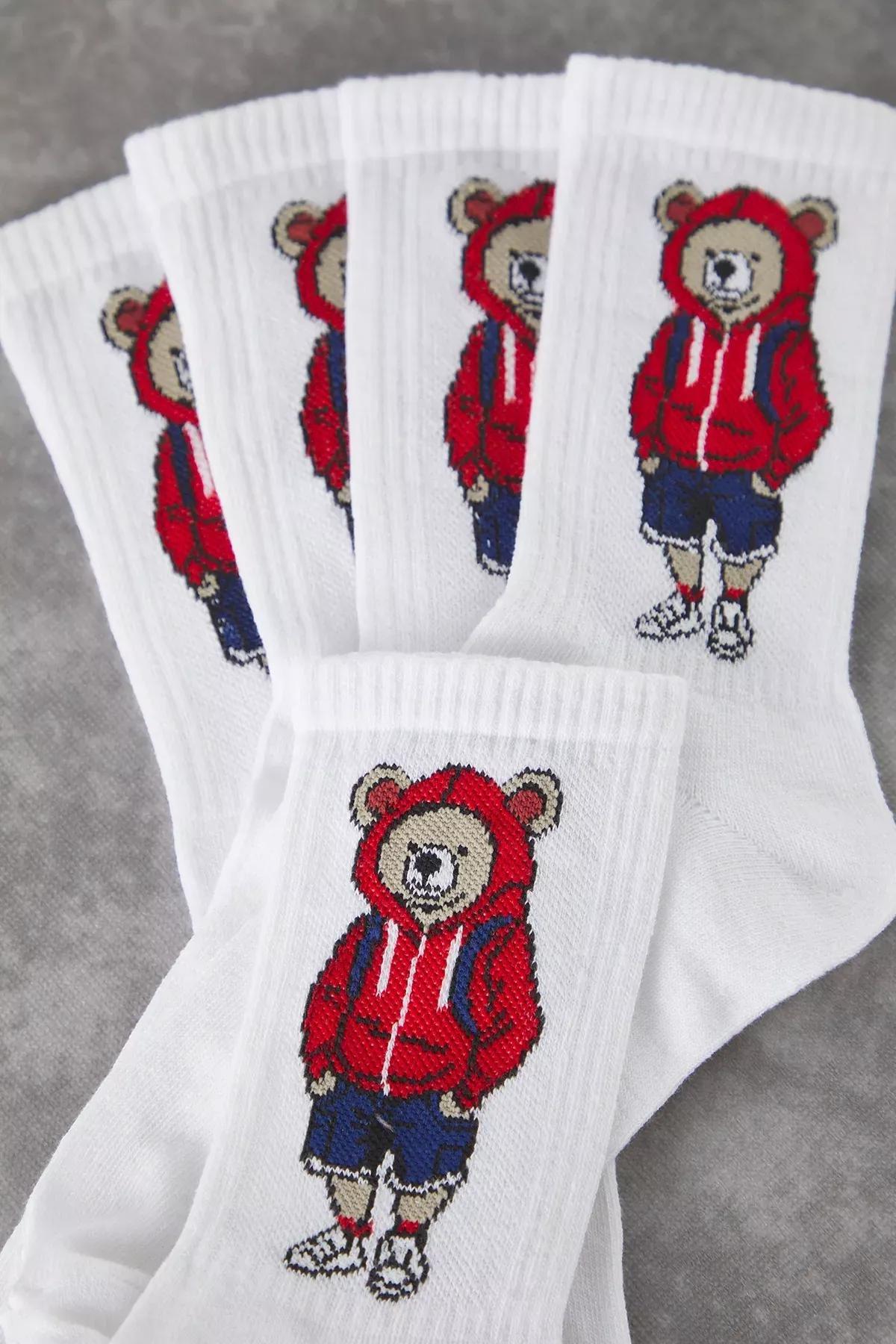 White College Socks, set of 5, White, large image number 0