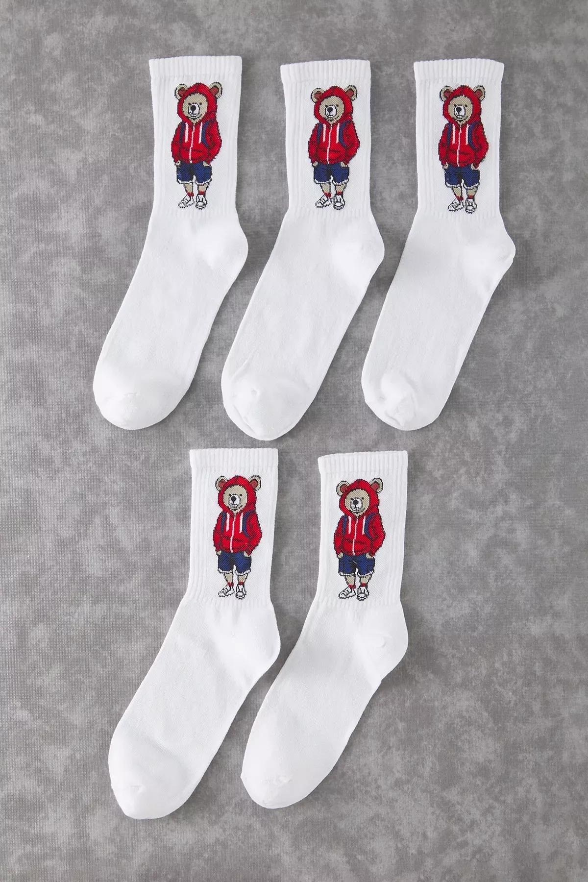 White College Socks, set of 5, White, large image number 1