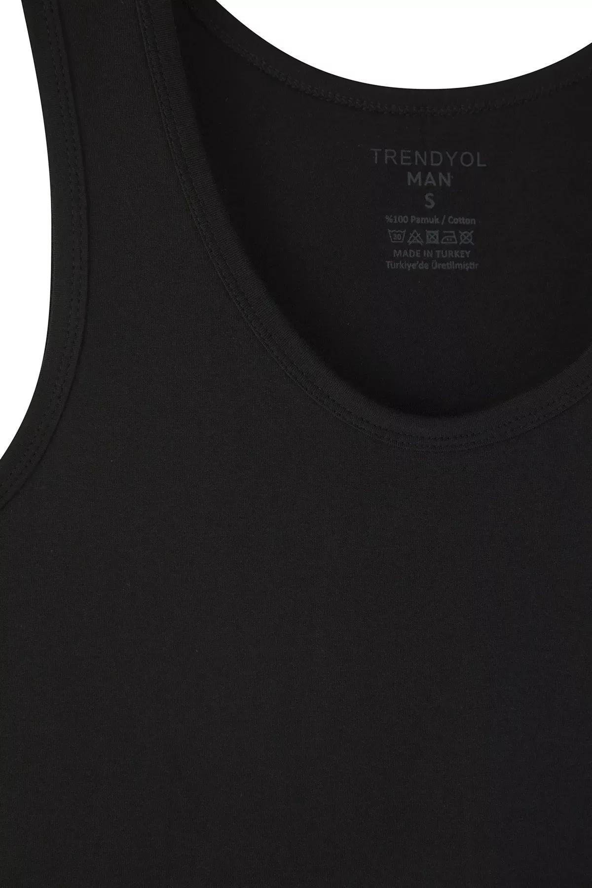 Black U-Neck Combed 3-Piece Undershirt, , large image number 2