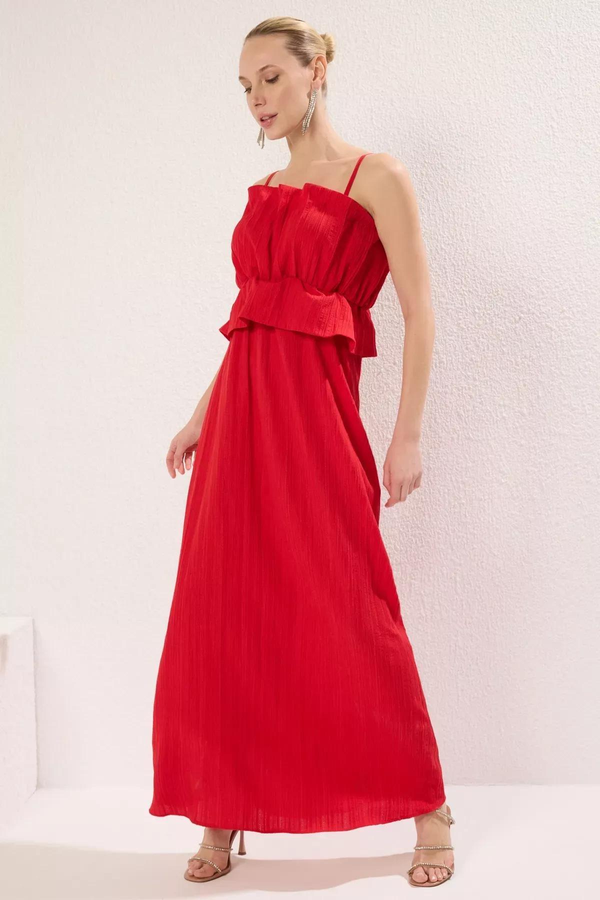 Red A-Line Lace Maxi Occasionwear Dress, Red, large image number 0