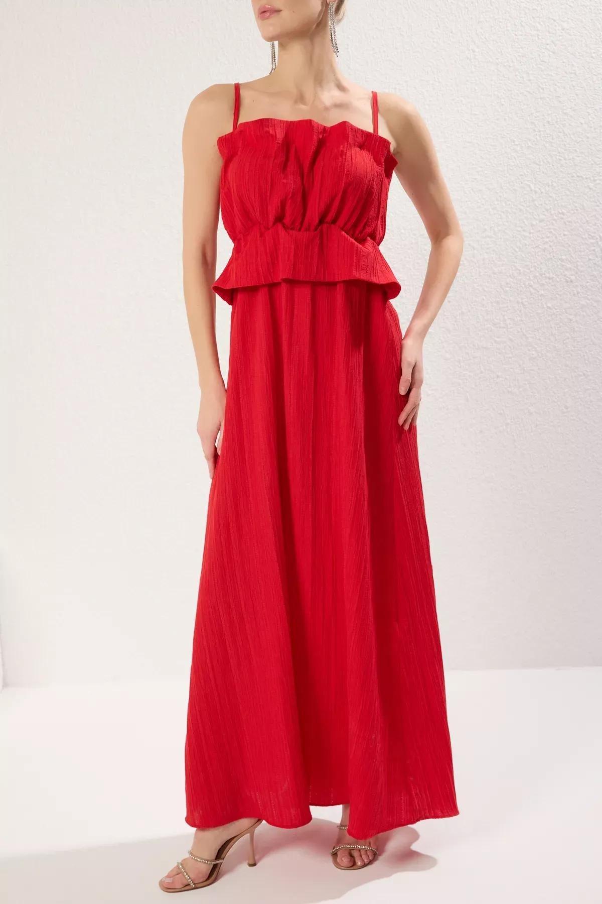 Red A-Line Lace Maxi Occasionwear Dress, Red, large image number 2