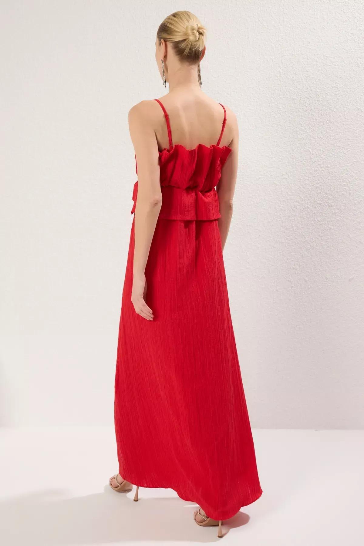 Red A-Line Lace Maxi Occasionwear Dress, Red, large image number 4