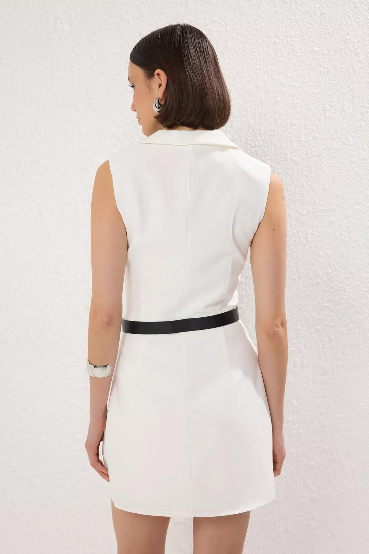 White Belted Wide Leg Jumpsuit, , large image number 3