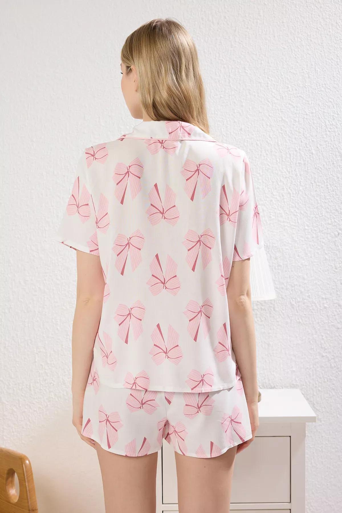 Pink Woven Pajama Set with Ribbon Bag, , large image number 4