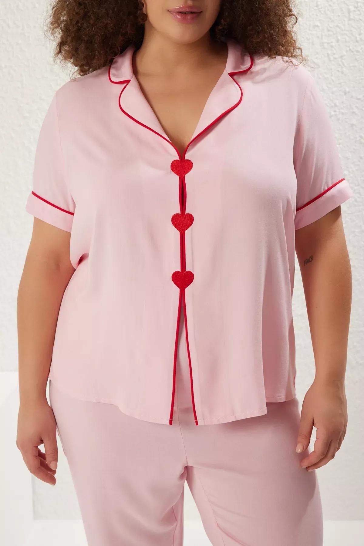 Pink Heart Piping Pajama Set, C101_7329, large image number 2