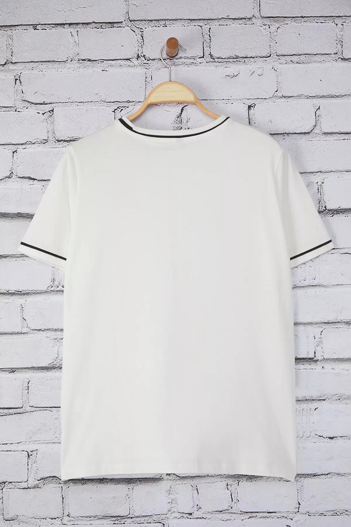 Beige Crew Neck Plus-Size T-Shirt, Ecru, large image number 5