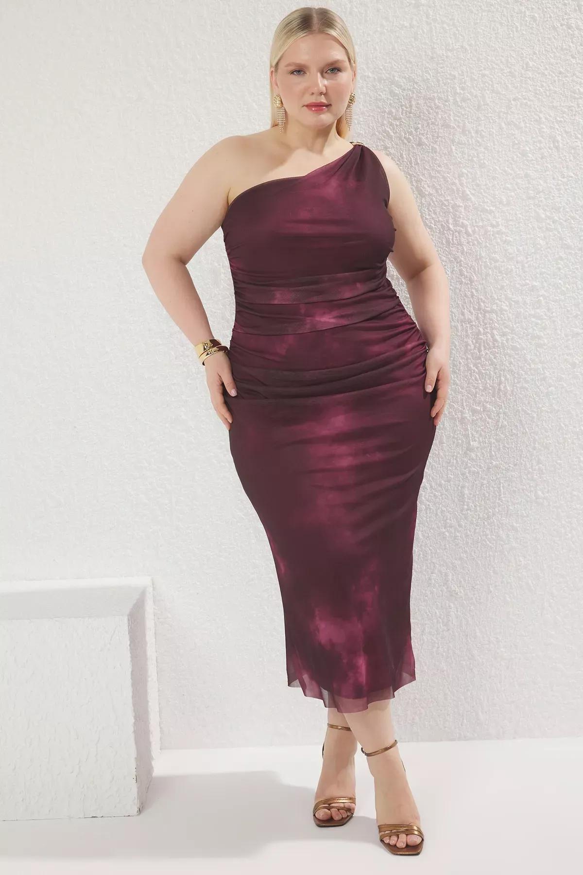 Red Tulle Pencil Dress, Burgundy, large image number 0