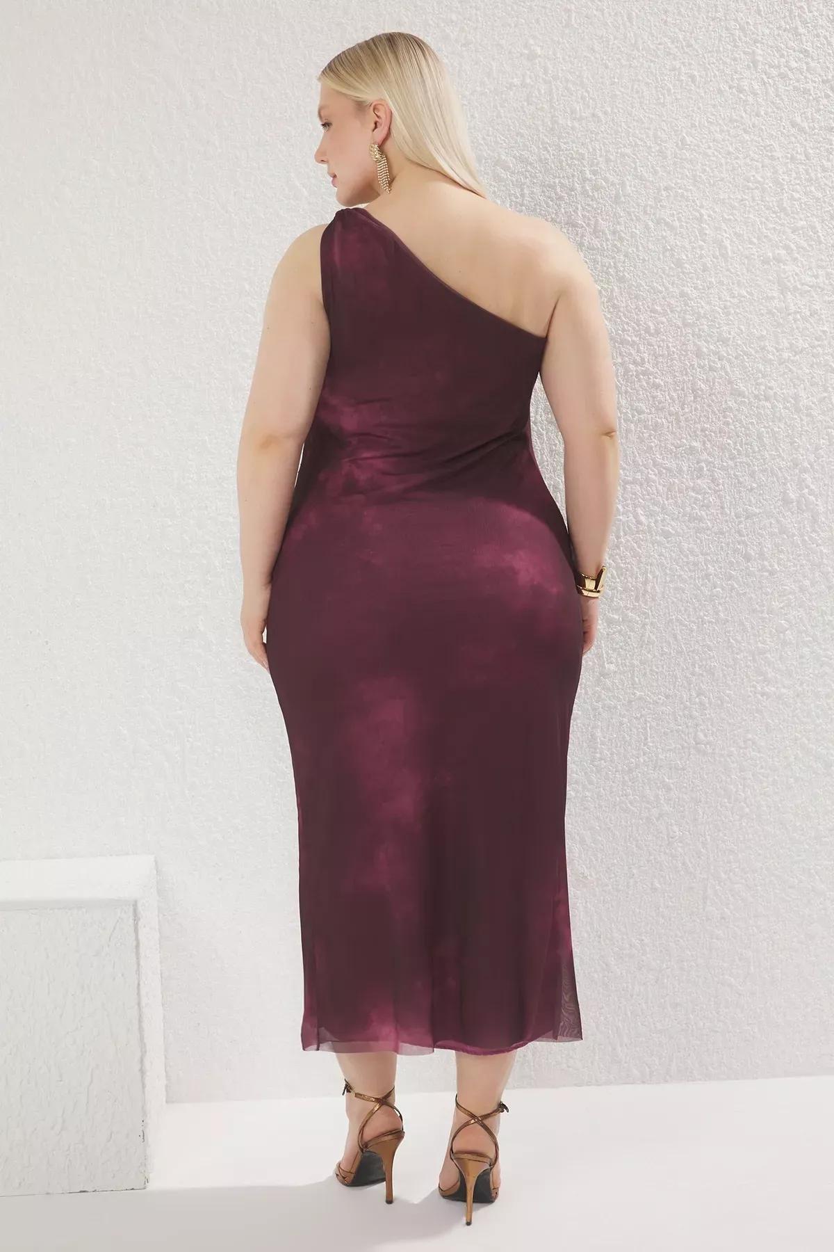 Red Tulle Pencil Dress, Burgundy, large image number 4