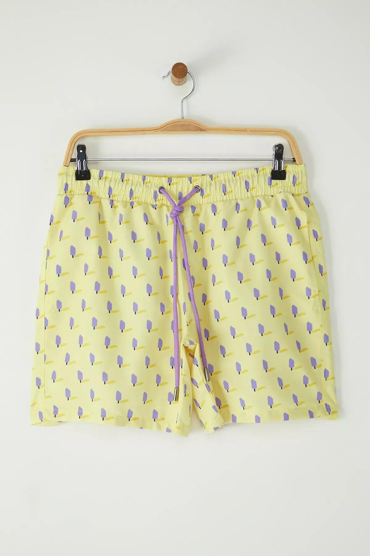 شورت سباحة بقصة عادية، أصفر, Yellow, medium