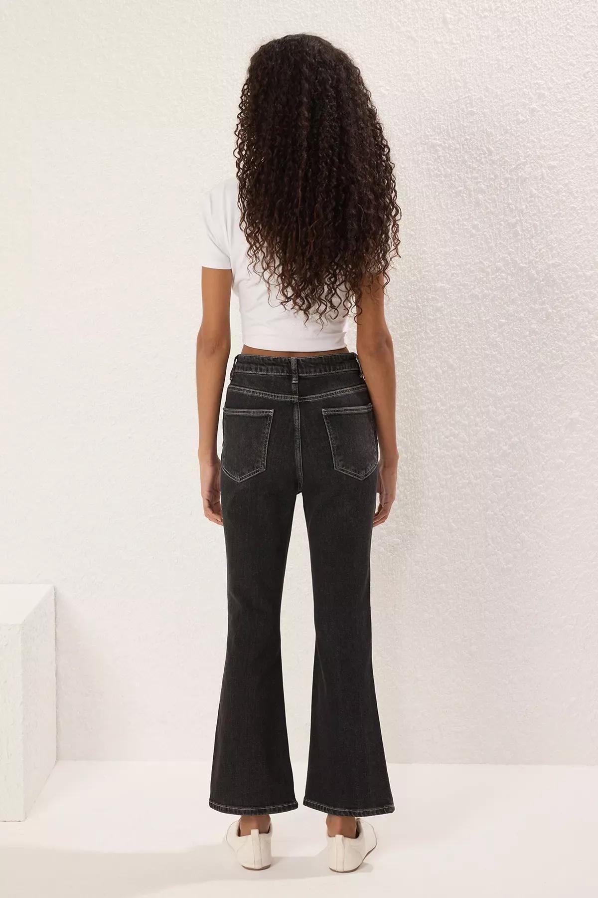 Black Crop Flare Jeans, , large image number 3