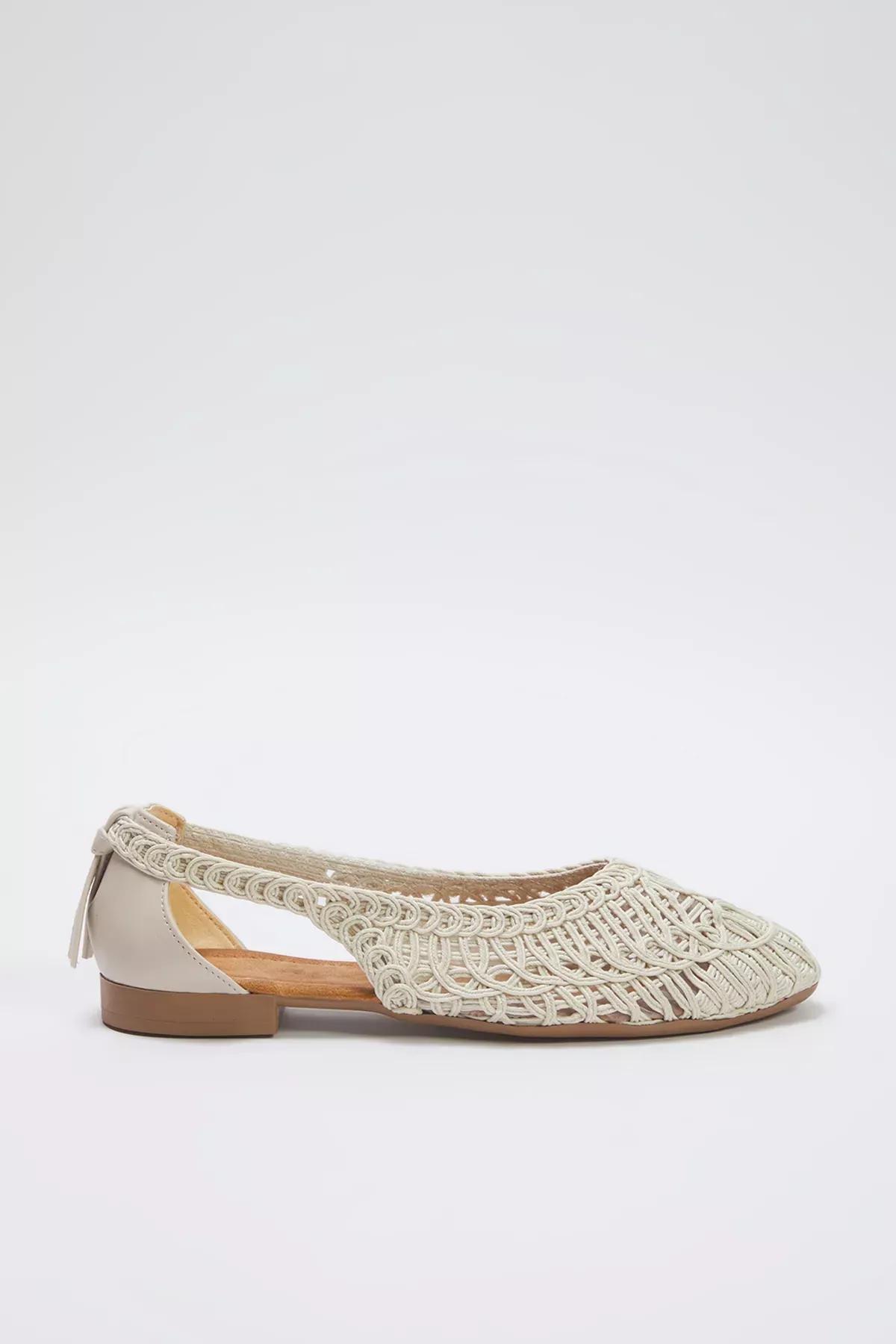 Beige Almond Toe Ballerinas, , large image number 2
