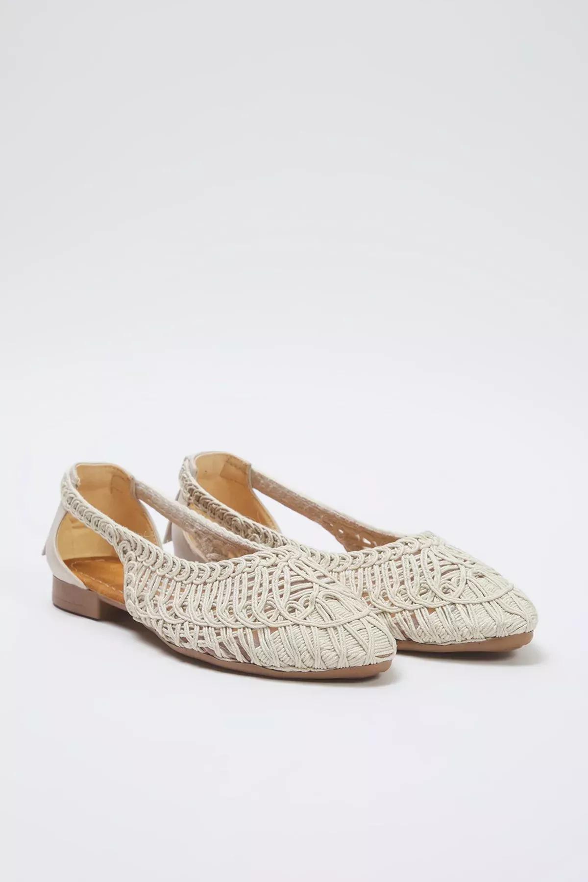 Beige Almond Toe Ballerinas, , large image number 3